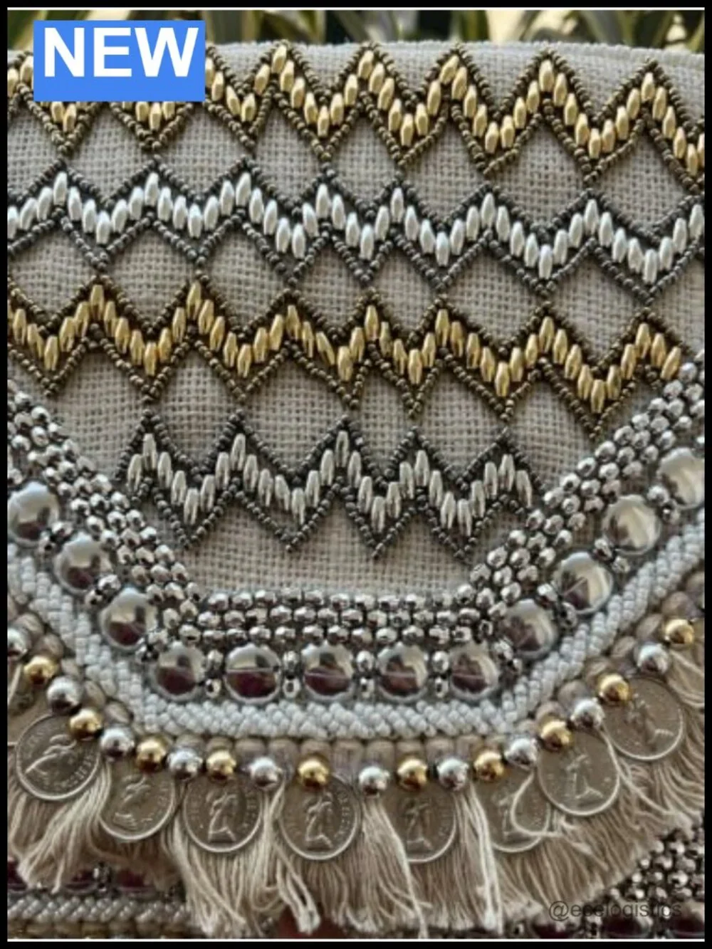 Handcrafted Boho Beaded Clutch Crossbody Bag with Fringe
